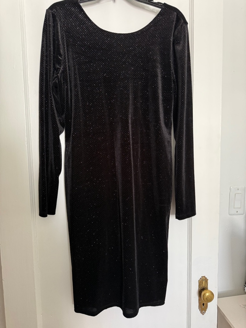 Jennifer Lopez Black Sparkle Long Sleeve Velvet Dress